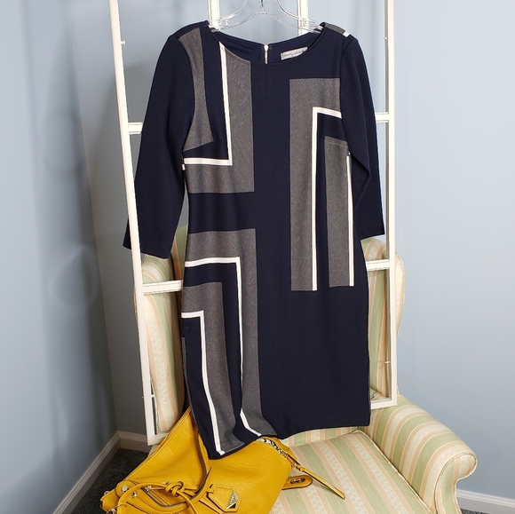 Danny & Nicole 3/4 Sleeve Shift Geometric Colorblock Mod Office Business Petite - Picture 6 of 15